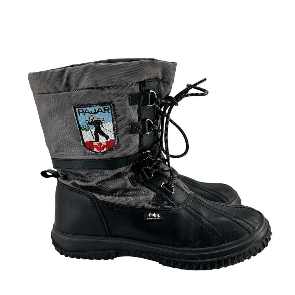Pajar Canada Womens Grip Low Black / Gray Nylon Winter Snow Boots Size 9 9.5
